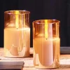 LED Kerze im Glas mit Timer gold