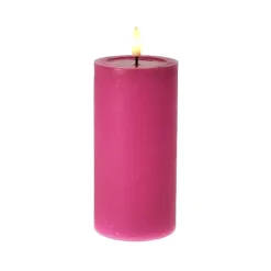 LED Kerze magenta mit Schmelzeffekt Höhe 18 cm