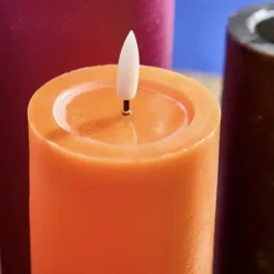 LED Kerze orange mit Schmelzeffekt Höhe 18 cm