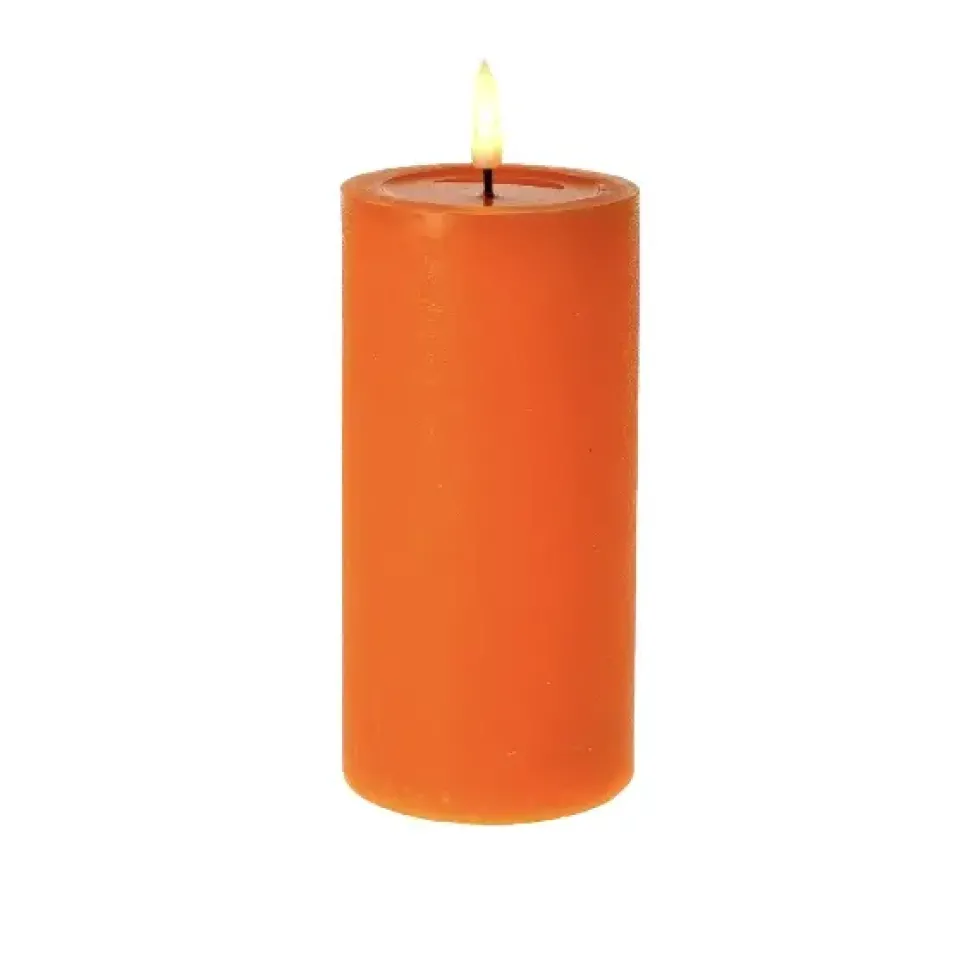 LED Kerze orange mit Schmelzeffekt Höhe 18 cm