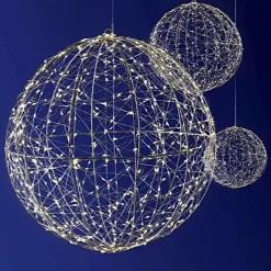 LED Kugel aus Draht zum Hängen warmweiß