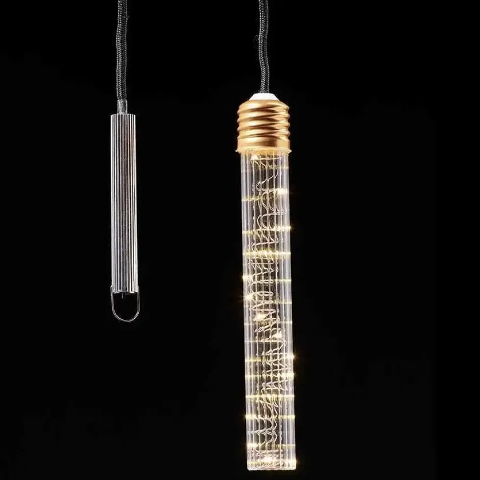 LED Leuchtstab hängend Glas mit Rillenoptik Länge 28 cm