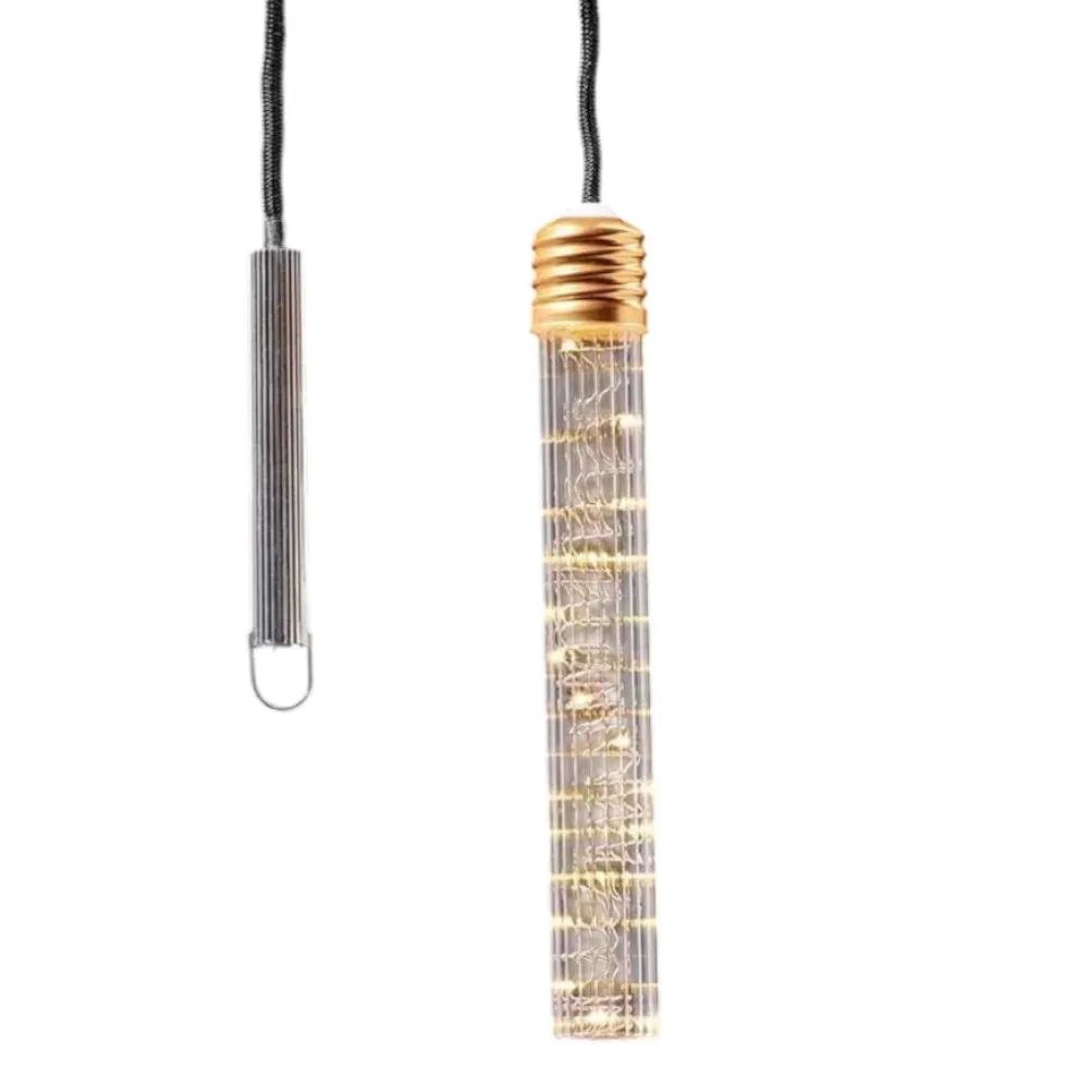 LED Leuchtstab hängend Glas mit Rillenoptik Länge 28 cm