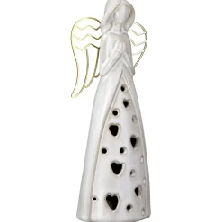 LED Porzellan Engel Figur Deko Nanto Höhe 28 cm