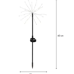 LED Solar Gartenstecker FIREWORK 2er Set warmweiß Höhe 60 cm