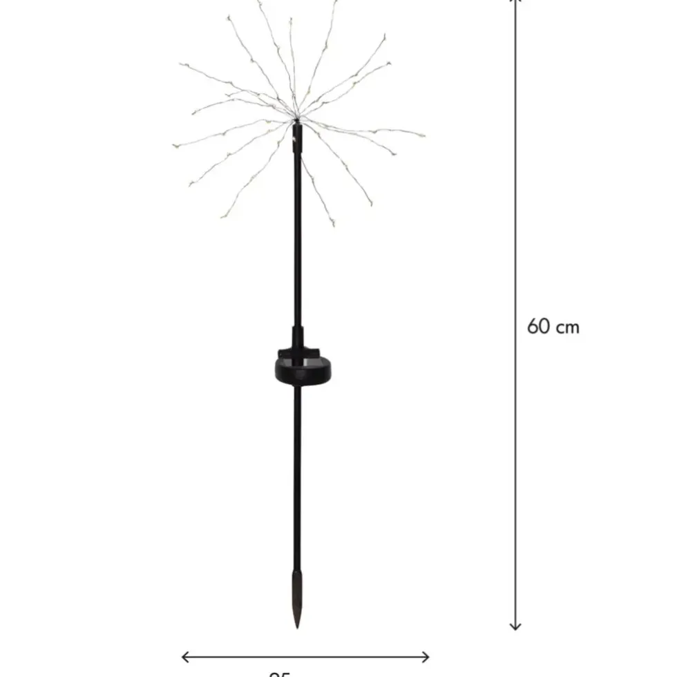 LED Solar Gartenstecker FIREWORK 2er Set warmweiß Höhe 60 cm