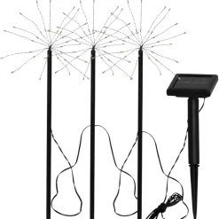 LED Solar Gartenstecker FIREWORK 3er Set warmweiß Höhe 40 cm