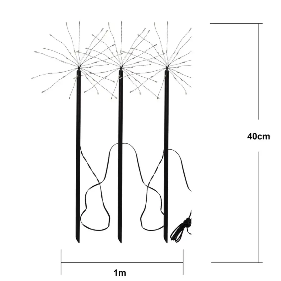 LED Solar Gartenstecker FIREWORK 3er Set warmweiß Höhe 40 cm