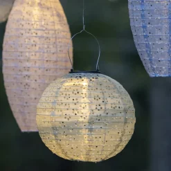 LED Solar Laterne Lampion beige Durchmesser 25 cm