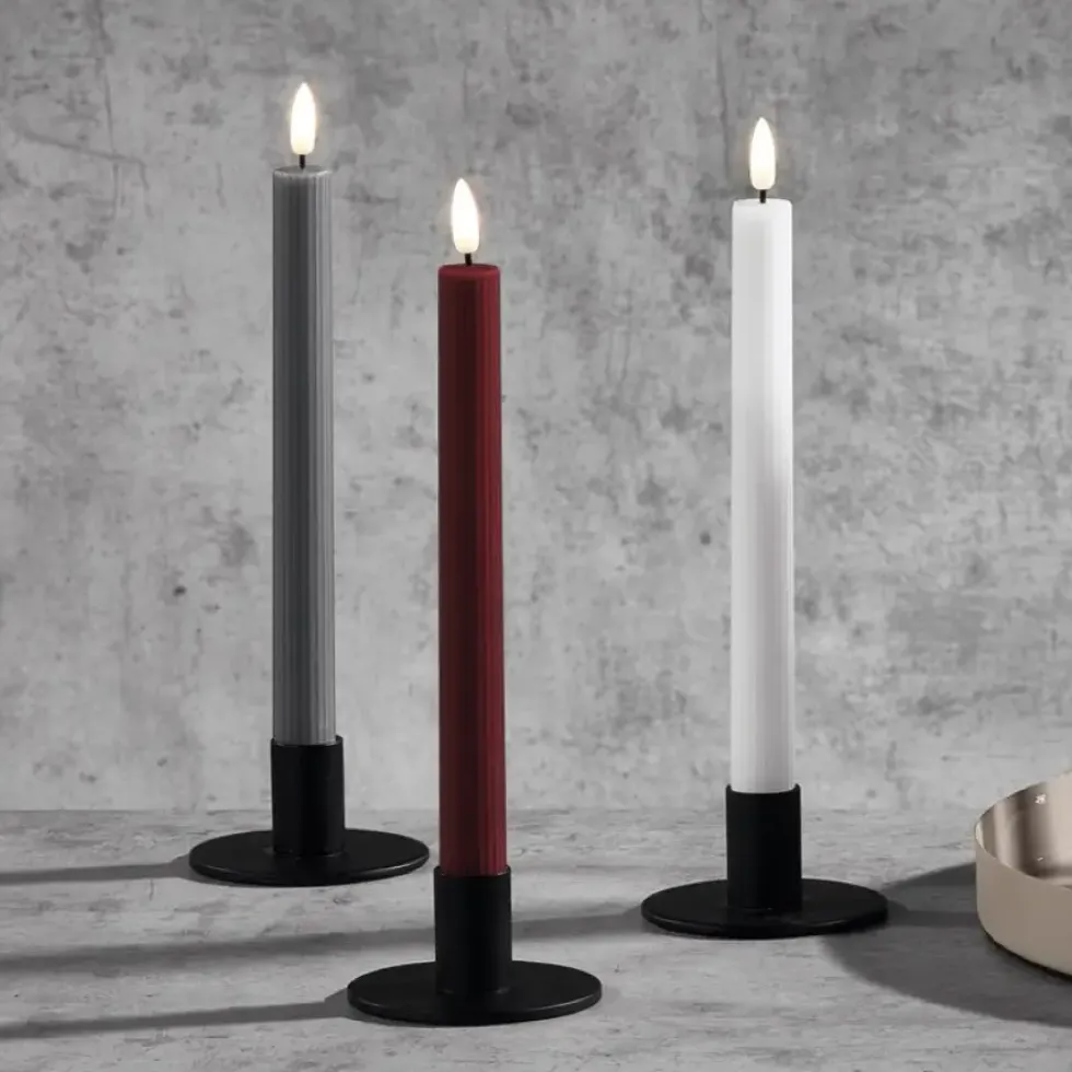 LED Stabkerze Flaca 2er Set schiefer Rille