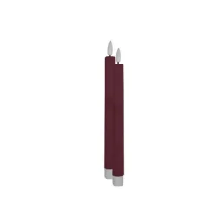 LED Stabkerze Flaca 2er Set weinrot Rille