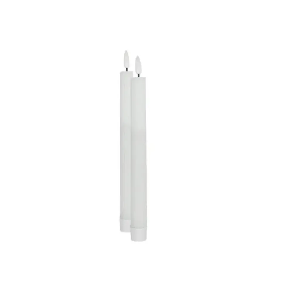 LED Stabkerze Flaca 2er Set weiß Rille