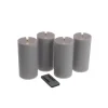 LED Stumpenkerze Werner Voß 4er-Set grau 7,5×15 cm