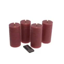 LED Stumpenkerze Werner Voß 4er-Set rot 7,5×15 cm