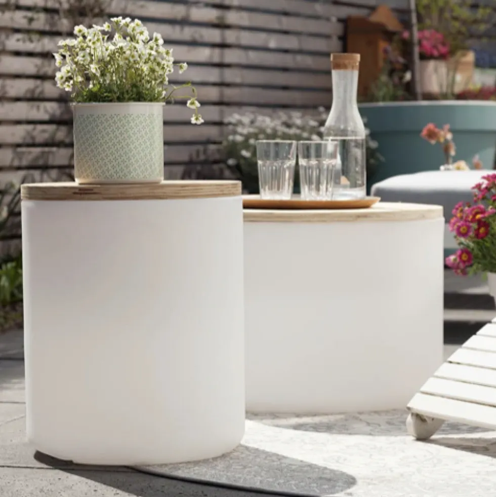 LED Tisch Leuchttisch Shining Drum Höhe 48 cm solar