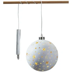 LED Weihnachtsdeko Kugel weiß gold Durchmesser 15 cm