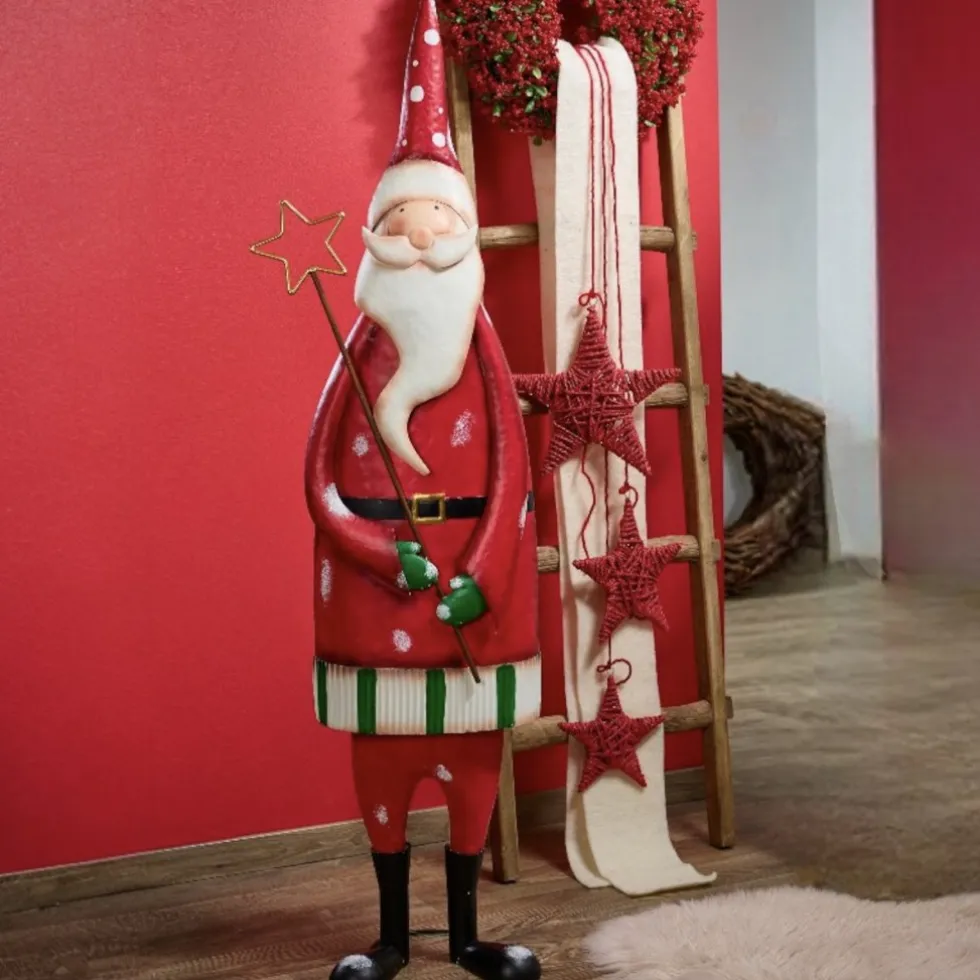 LED Weihnachtsmann Deko Figur mit LED-Stern