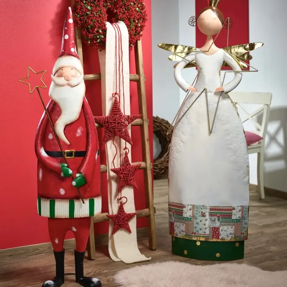 LED Weihnachtsmann Deko Figur mit LED-Stern