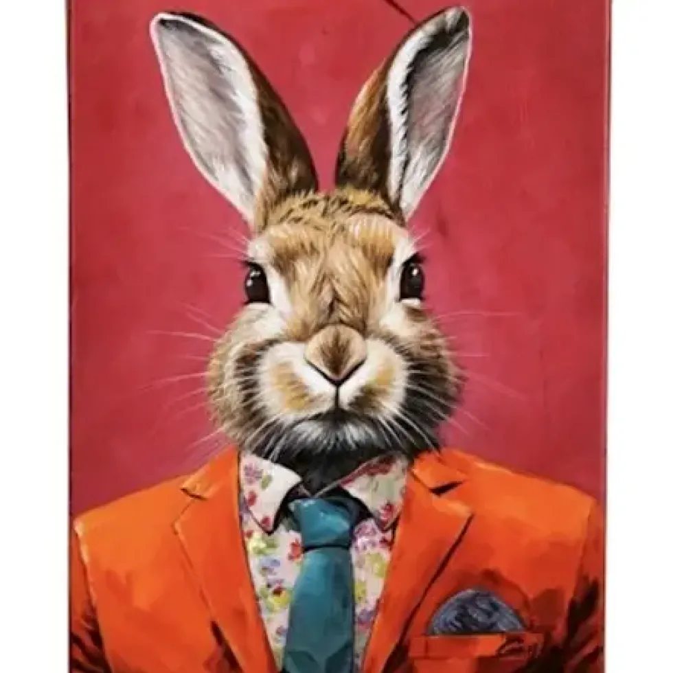 Leinwandbild Business Hase orange 30×40 cm