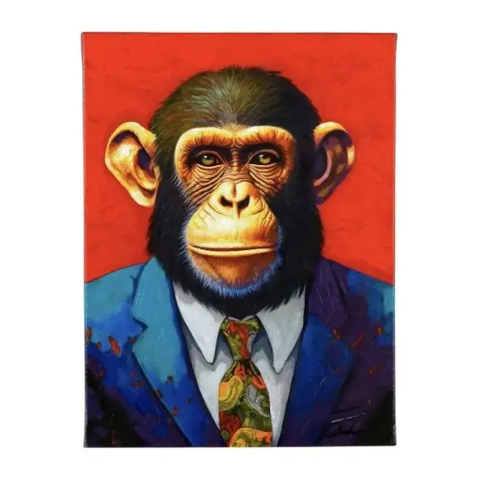 Leinwandbild Business Monkey rot 30×40 cm