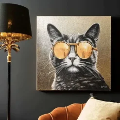 Leinwandbild Cool Cat gold 80×80 cm