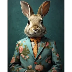 Leinwandbild Flower Jacket Hase petrol 70×100 cm