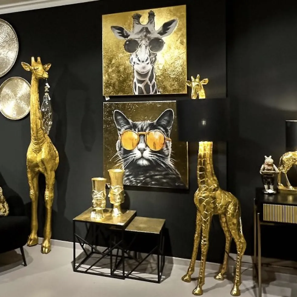 Leinwandbild Giraffe gold 80×80 cm