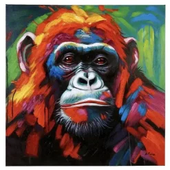 Leinwandbild Gorilla bunt 100×100 cm