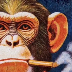 Leinwandbild Smoking Monkey blau 30×40 cm