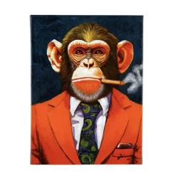 Leinwandbild Smoking Monkey blau 30×40 cm