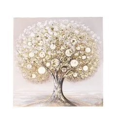 Leinwandbild Tree Solo gold silber 60×60 cm