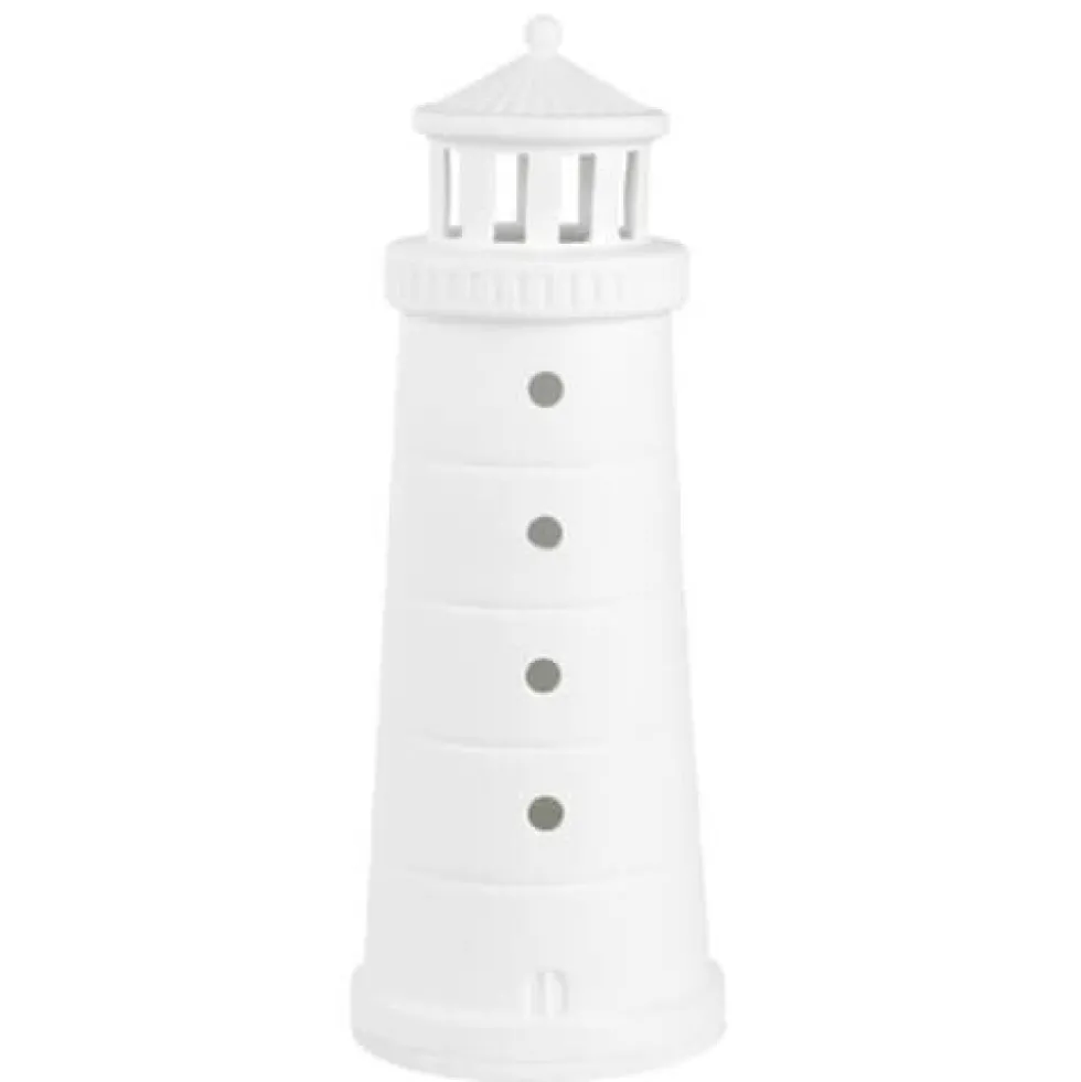 Leuchtturm Deko Räder Design weiß Porzellan Meer als Worte
