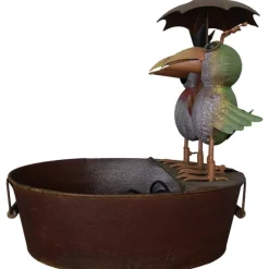Lustiges Garten-Idyll mit Stil: Exklusives Metall-Wasserspiel Raben-Duo