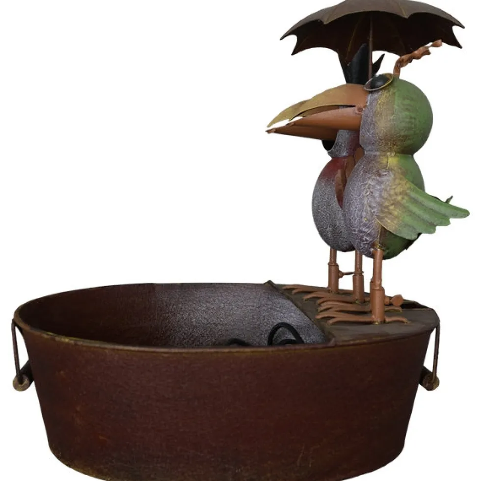 Lustiges Garten-Idyll mit Stil: Exklusives Metall-Wasserspiel Raben-Duo