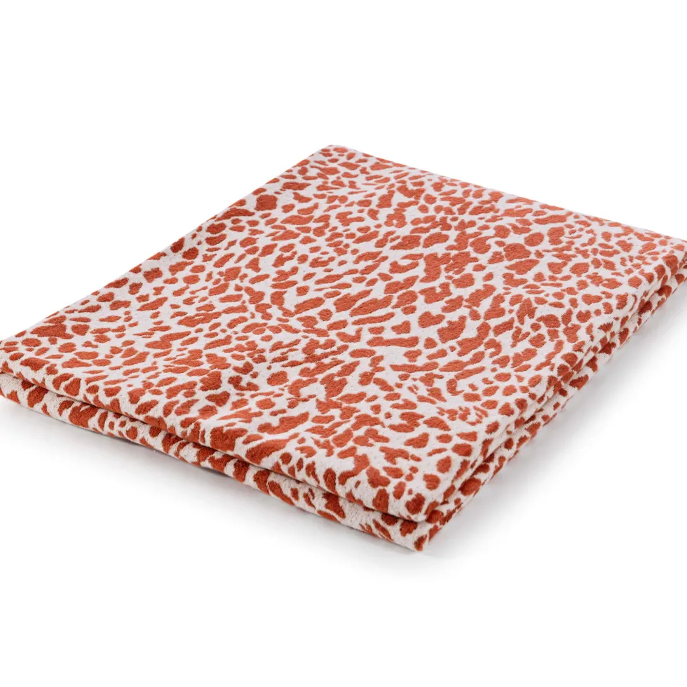 Luxuriöser Wildnis-Chic: Hochwertiges Jacquard-Plaid Leopardo in Rostbraun – 140×180 cm