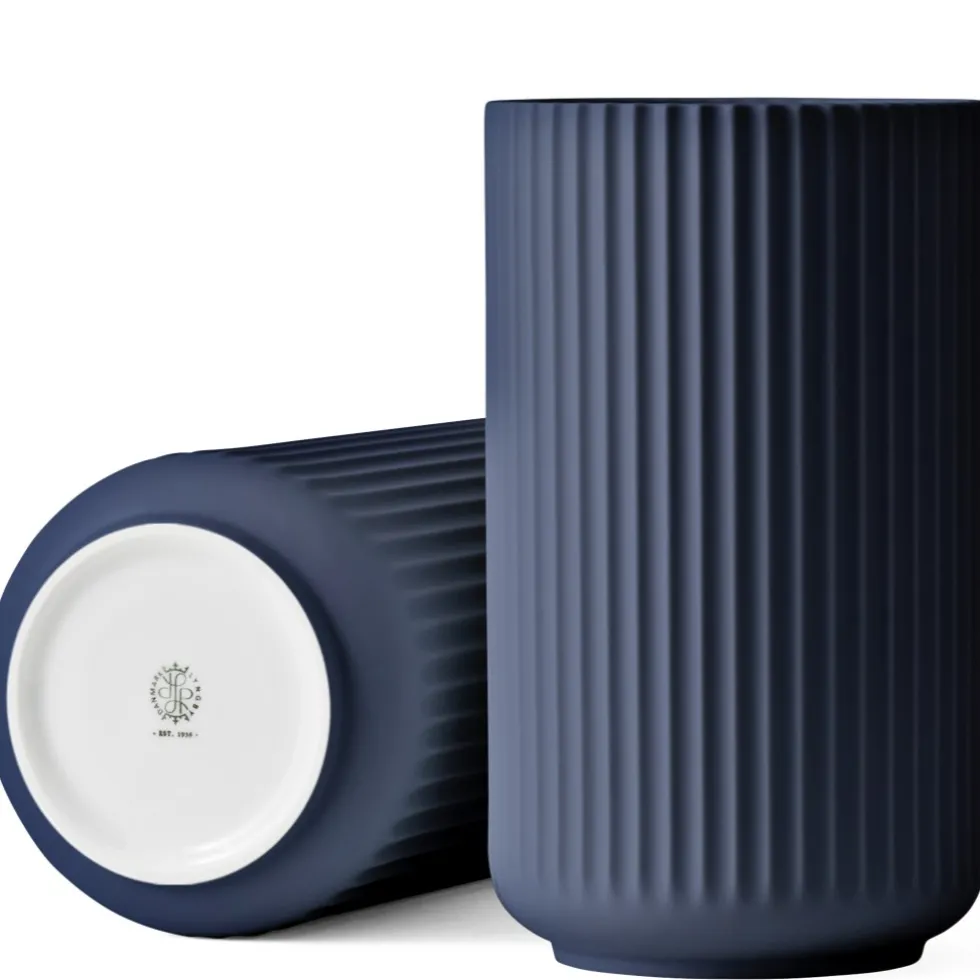 Lyngby Vase Porzellan blau Höhe 25 cm