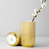 Lyngby Vase Porzellan gold Höhe 20 cm
