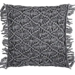 Magma Kissen mit Fransen Fringe anthrazit 45×45 cm