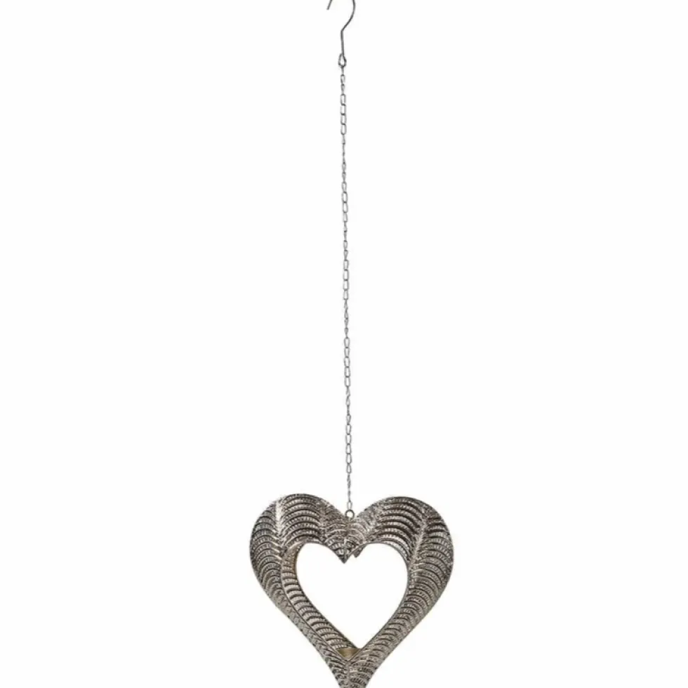 Metalldeko HERZ ZUM HÄNGEN silber ø 29 cm