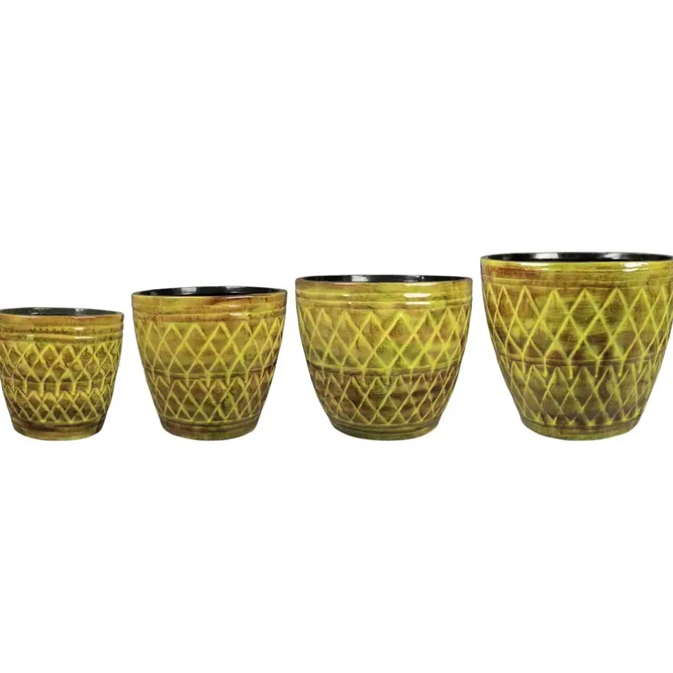 Metall Pflanzkübel XXL outdoor Caisa 4er Set gelb