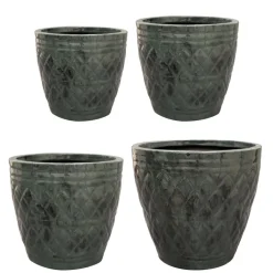 Metall Pflanzkübel XXL outdoor Caisa 4er Set petrol