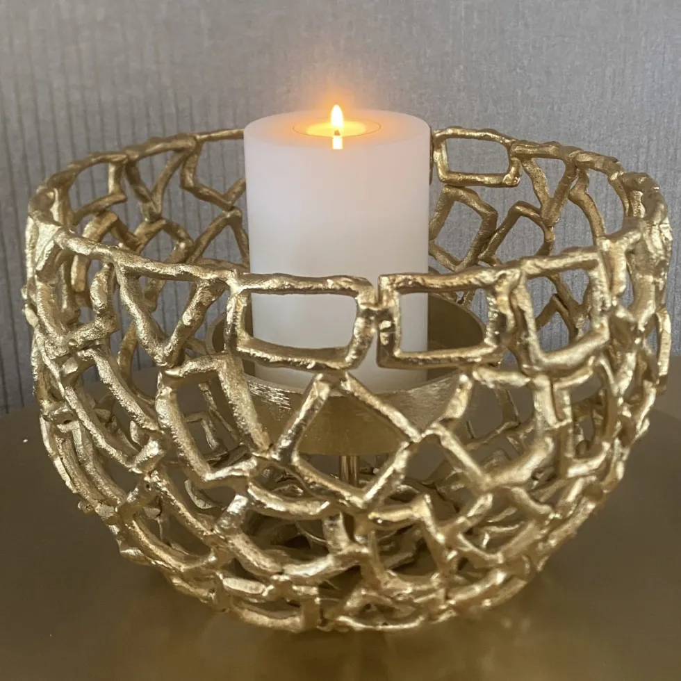 Metall Windlicht Varese gold Durchmesser 28 cm