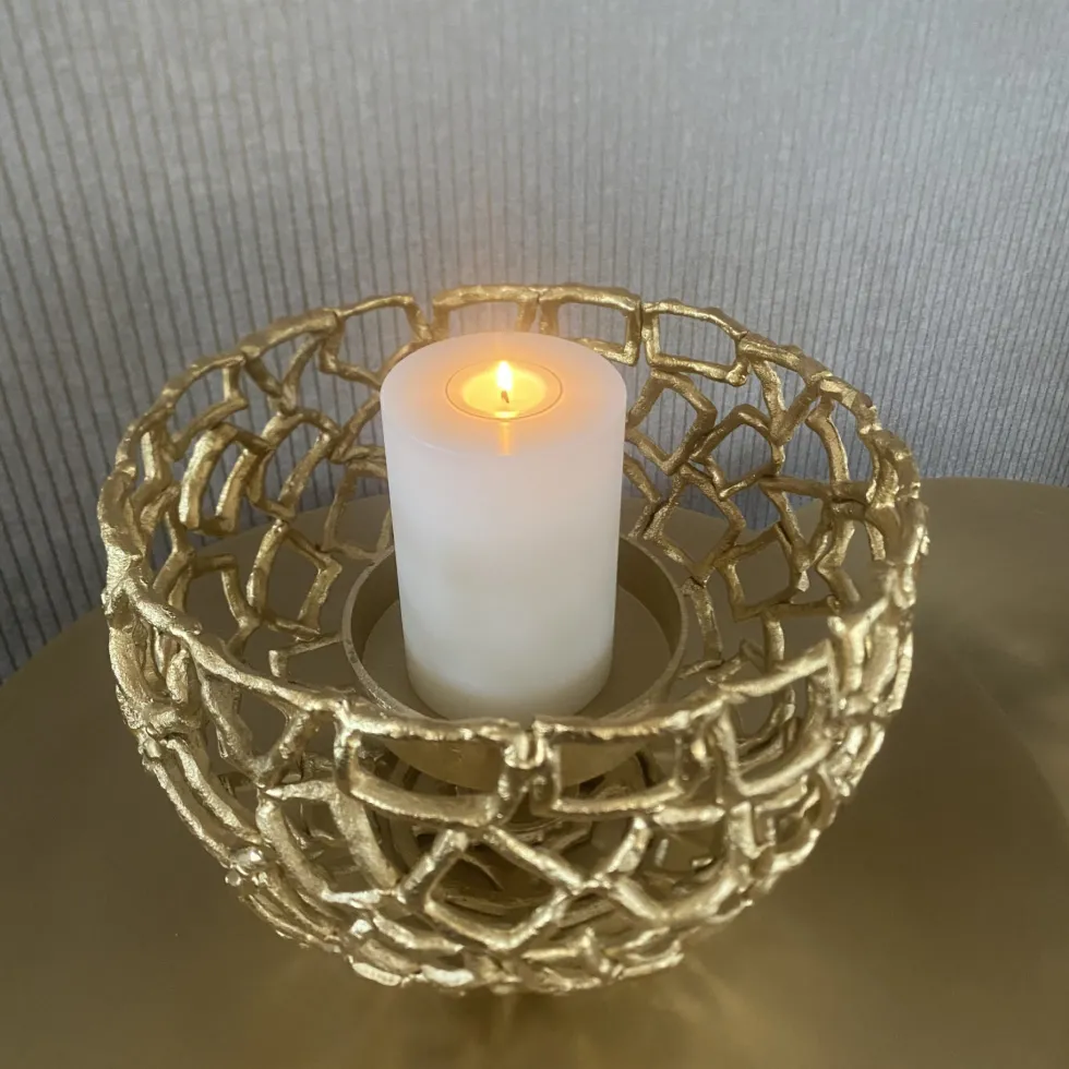 Metall Windlicht Varese gold Durchmesser 28 cm