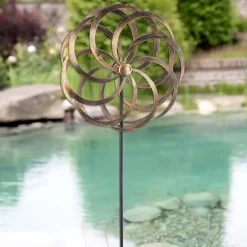 Metall Windrad Garten Spirale kupfer 161×60 cm