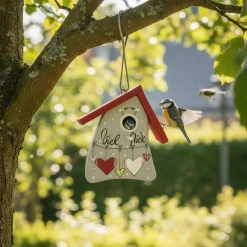 Nistkasten VIEL GLÜCK grau Vogelvilla Höhe 23 cm