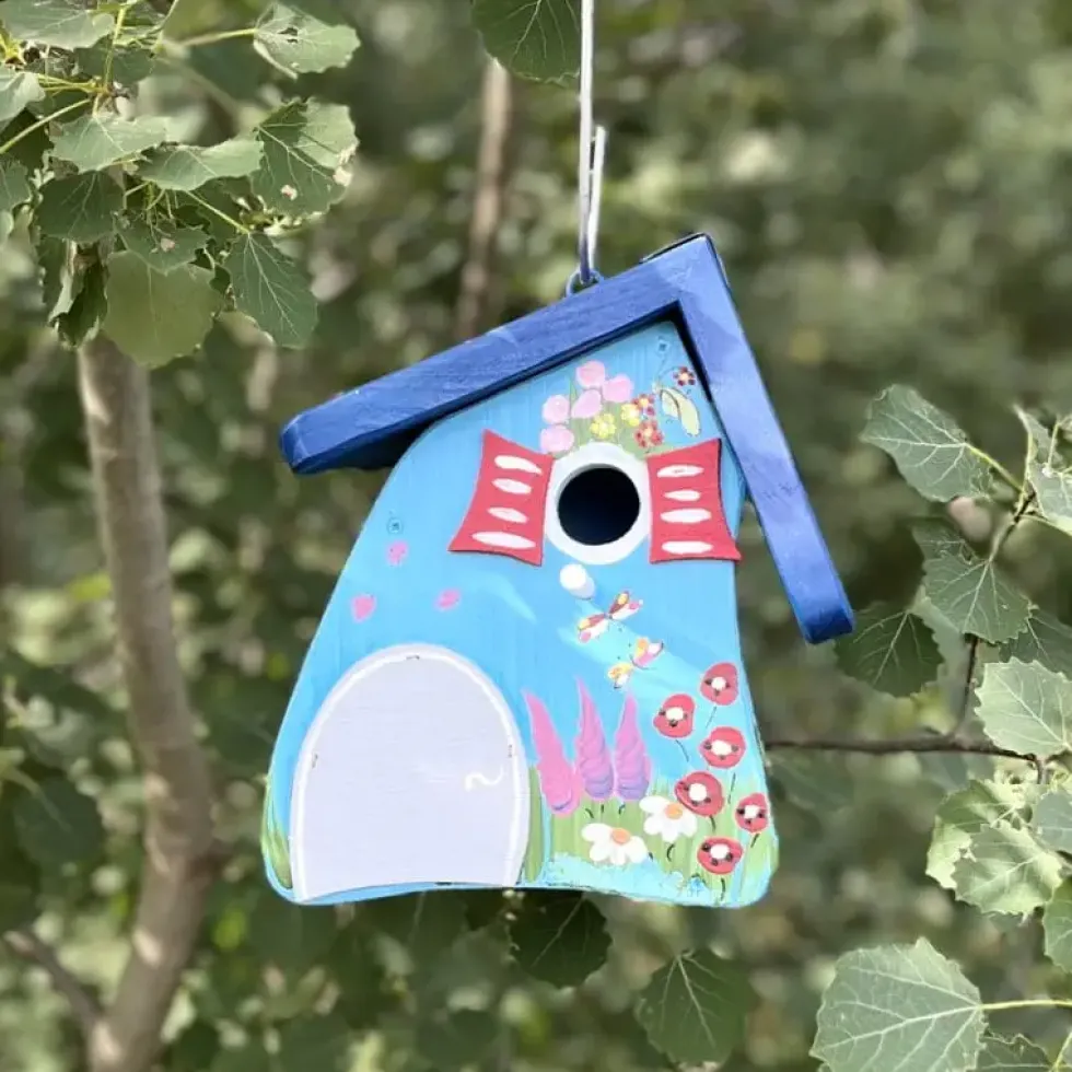 Nistkasten zum Aufhängen blau GARTENTRÄUME Vogelvilla Höhe 23 cm
