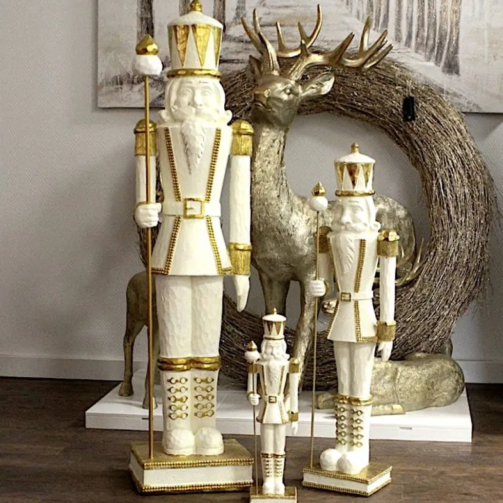 Nussknacker Figur Egon weiß gold Werner Voß