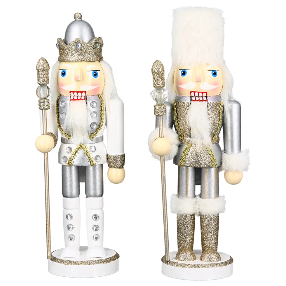 Nussknacker Figur PJOTR 2er Set Casablanca weiß silber