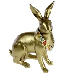 Osterdeko Hase gold Claudi mit Blumenkette Werner Voß