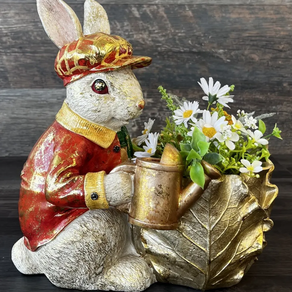 Osterdeko Hase Klopfer mit Topf Clayre & Eef H 30 cm